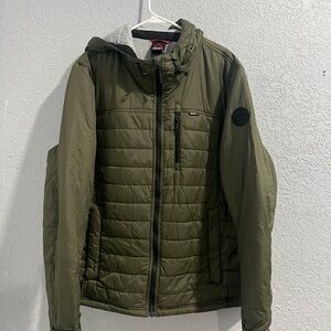 Gerry Men's Insulated Quilted Hooded Jacket In Olive Drab Size XL